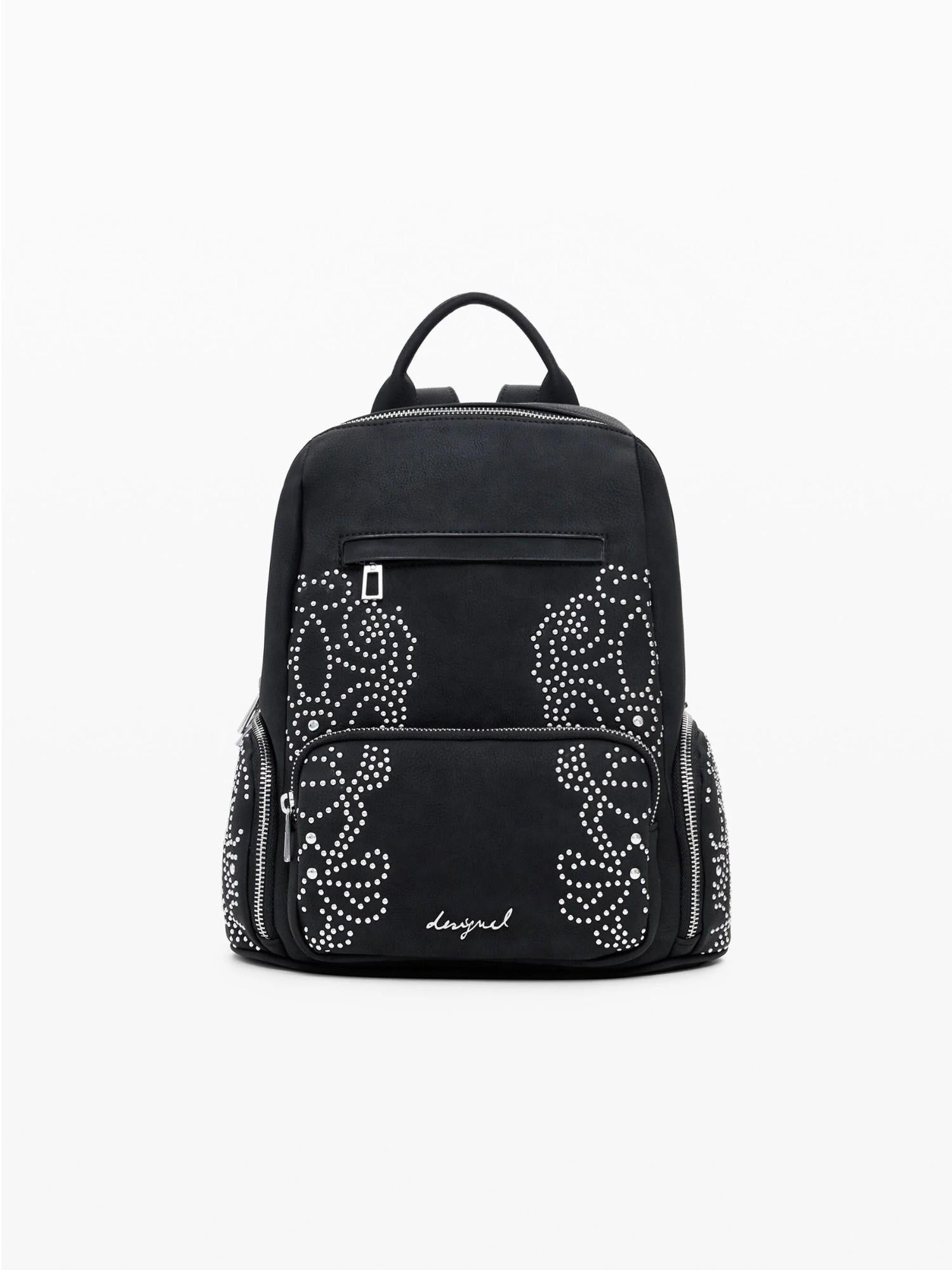 Desigual Zaino piccolo con tasche e borchie Donna Nero - Santangelo