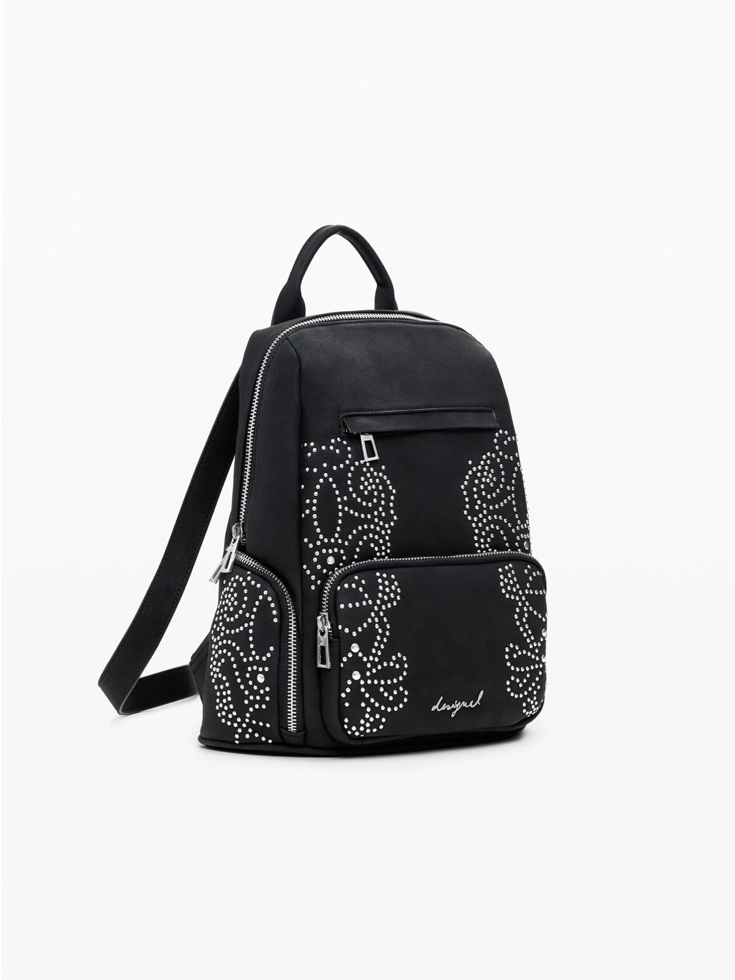 Desigual Zaino piccolo con tasche e borchie Donna Nero - Santangelo