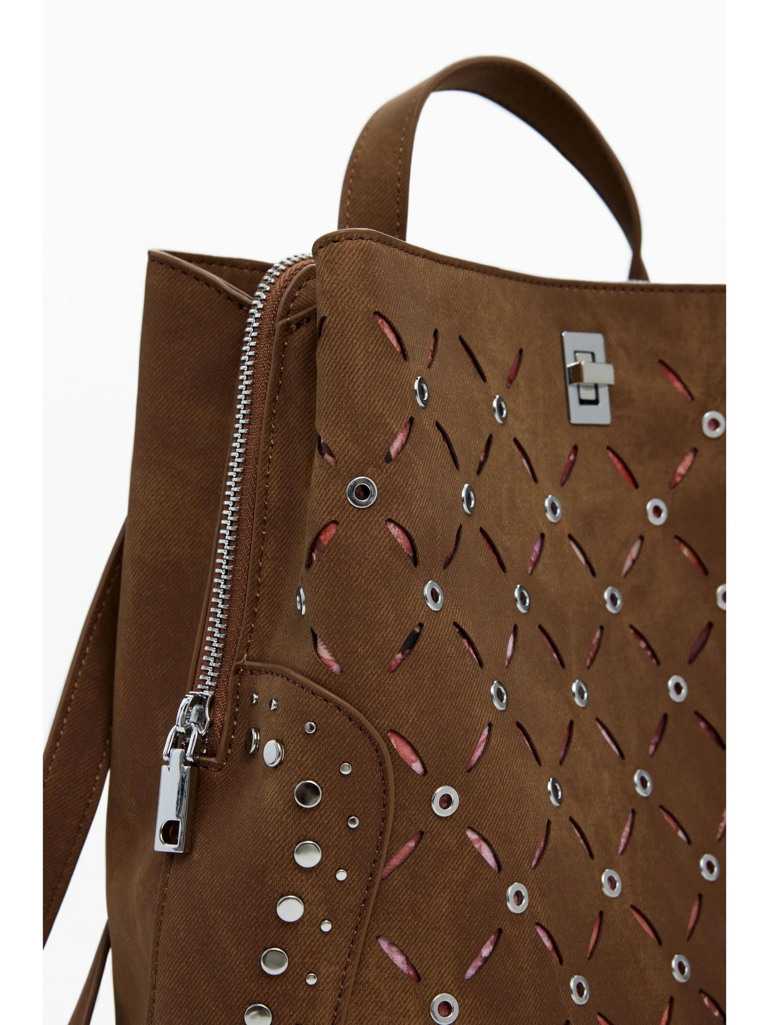 Desigual Zaino traforato con borchie piccolo Donna Marrone - Santangelo