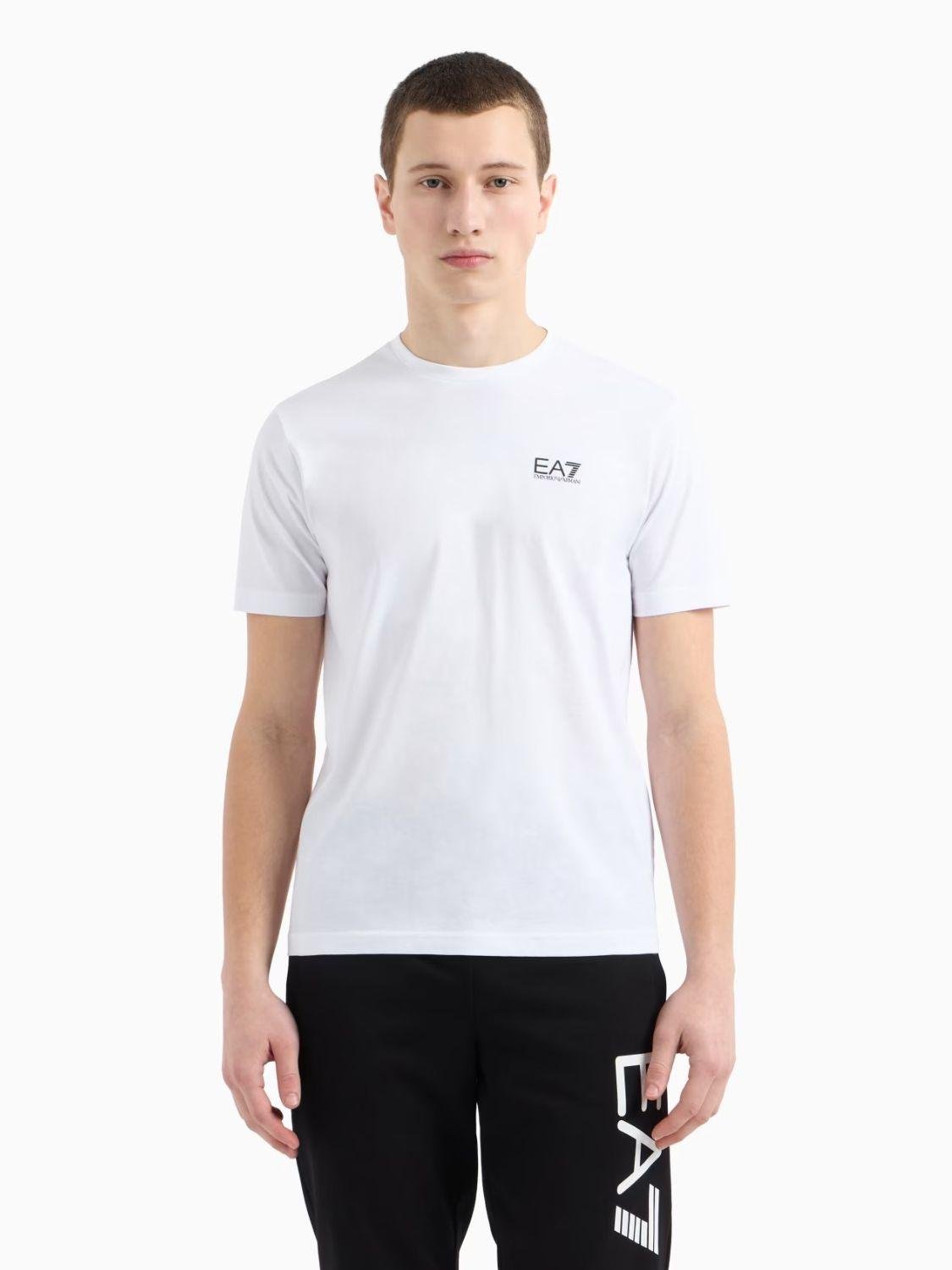 EA7 Emporio Armani T-shirt Logo Series in jersey di cotone Uomo Bianco - Santangelo