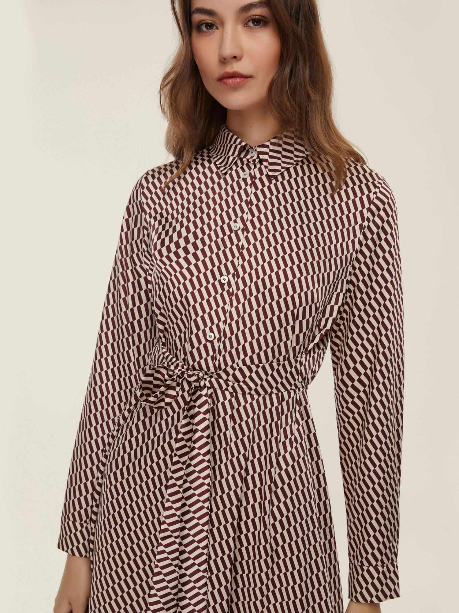 Emme Marella Abito in twill stampato Comma Bordeaux - Santangelo