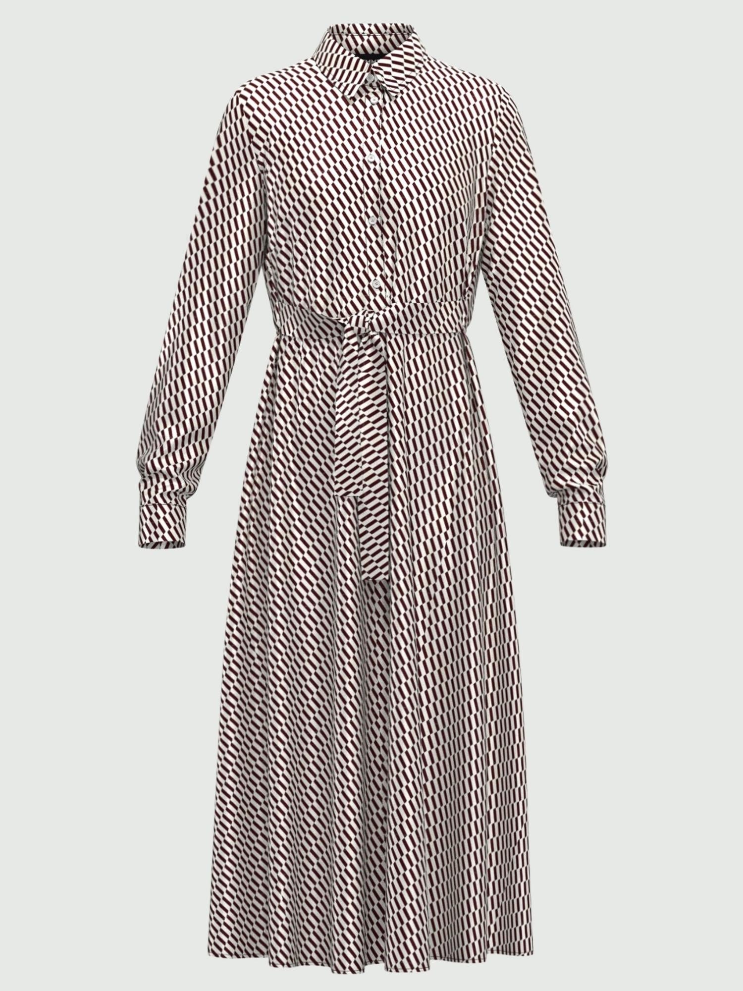 Emme Marella Abito in twill stampato Comma Bordeaux - Santangelo