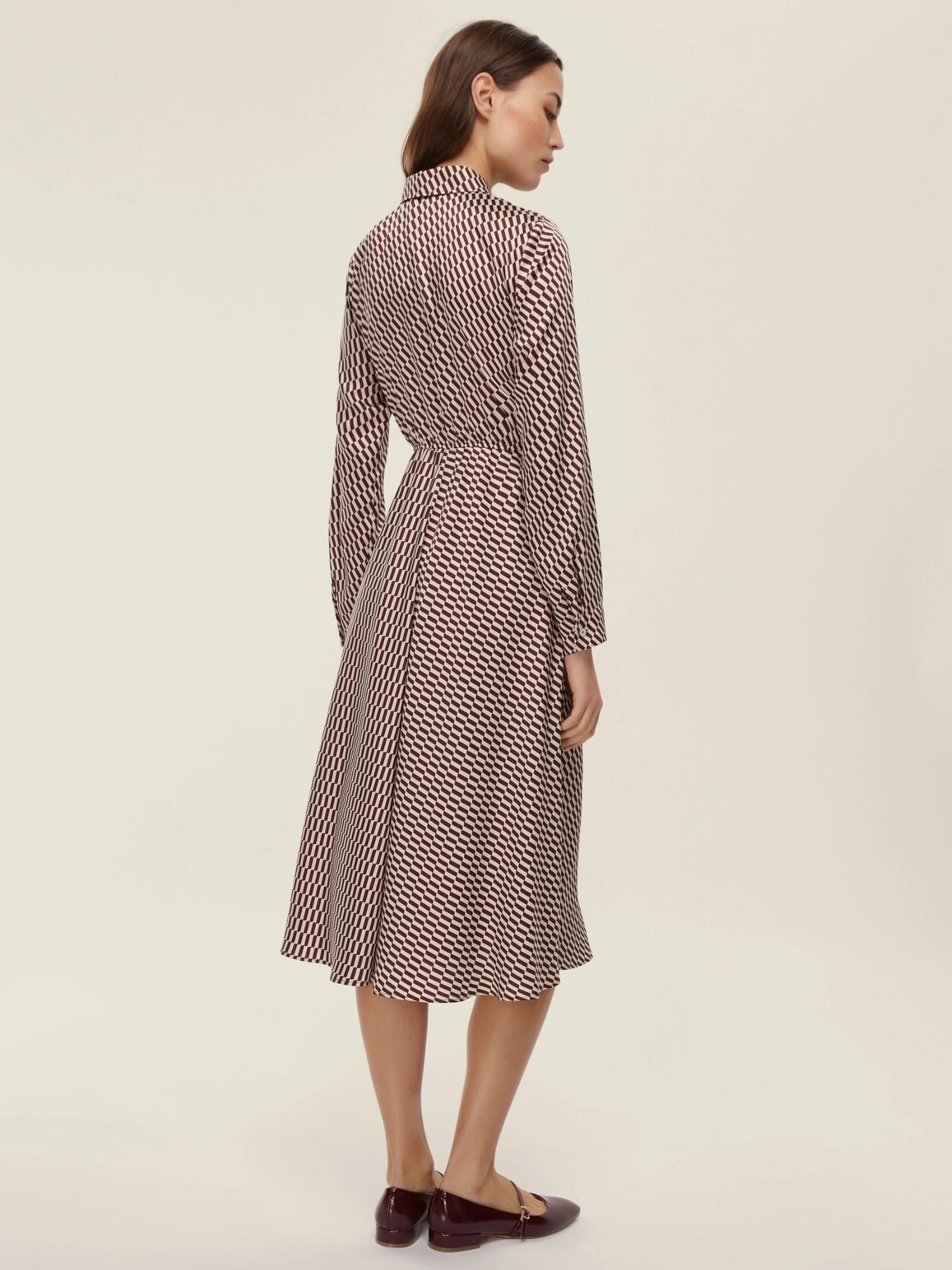 Emme Marella Abito in twill stampato Comma Bordeaux - Santangelo
