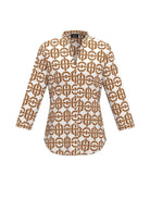 Emme Marella Camicia Donna Accolto Marrone Coccio Fantasia Geometrica - Santangelo