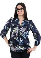 Emme Marella Camicia Donna Geova Blu Stampa Macrofiore - Santangelo