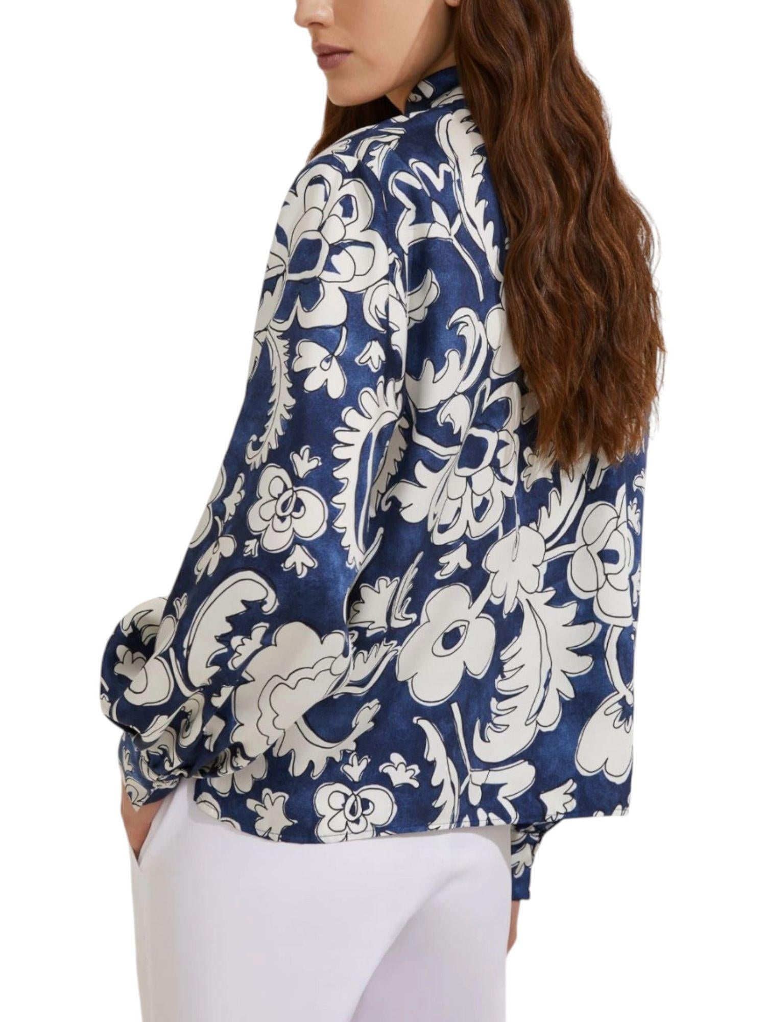 Emme Marella Camicia Donna Morena Blu Fiore - Santangelo