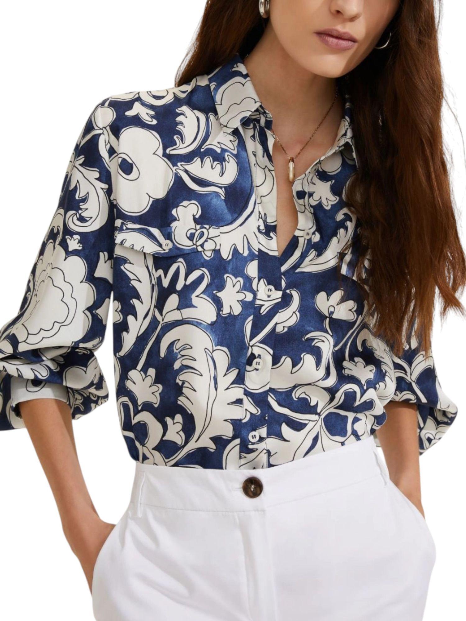Emme Marella Camicia Donna Morena Blu Fiore - Santangelo
