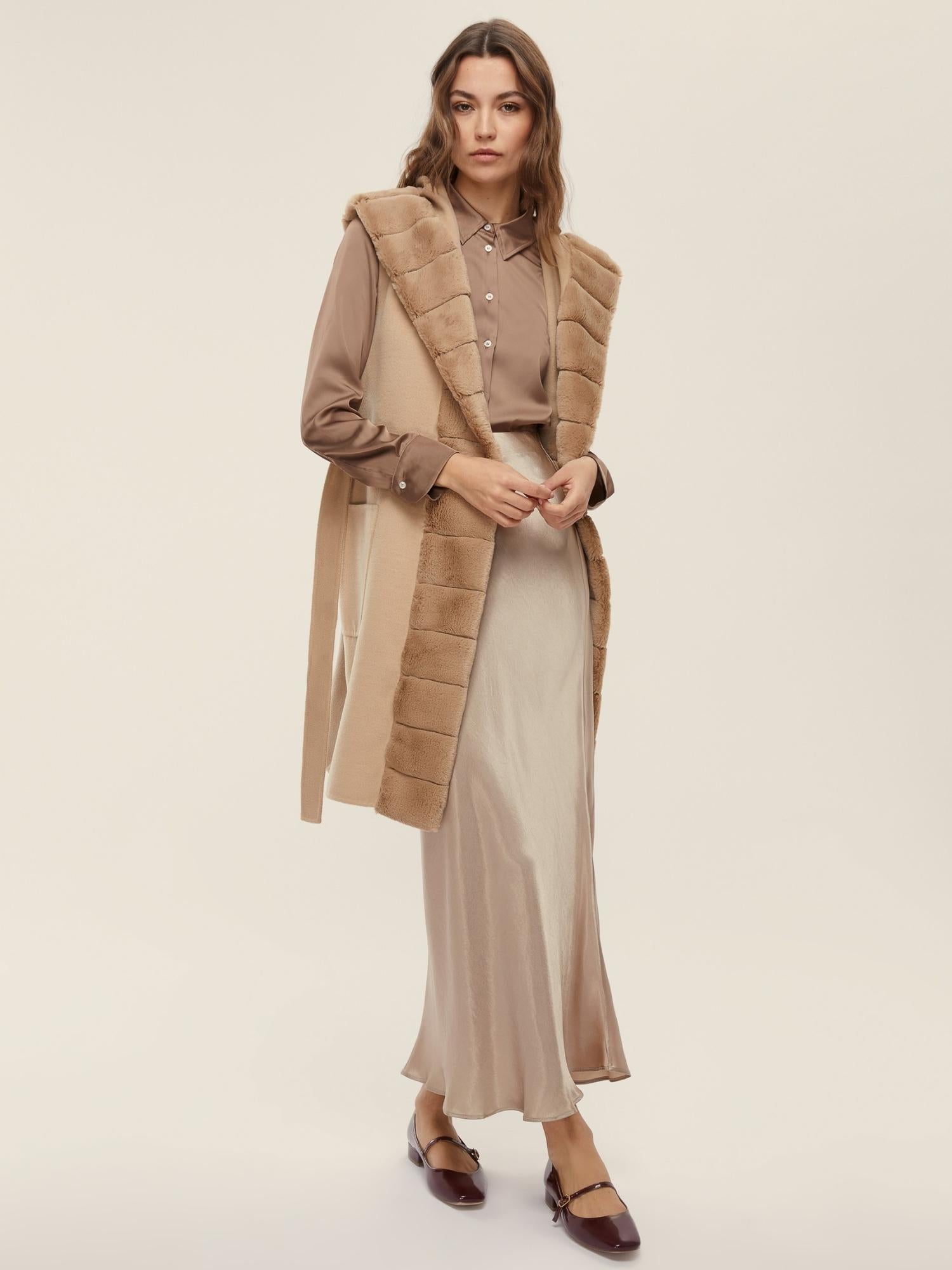 EMME MARELLA Emme Marella Gilet con cintura Formosa Donna Beige Smanicato
