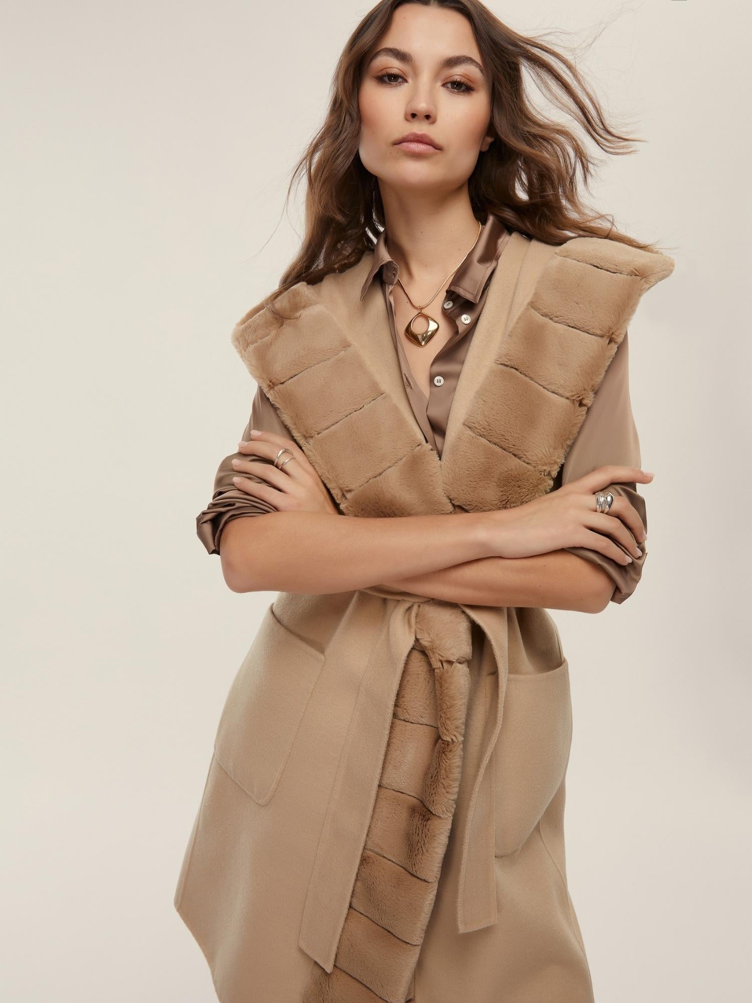 EMME MARELLA Emme Marella Gilet con cintura Formosa Donna Beige Smanicato