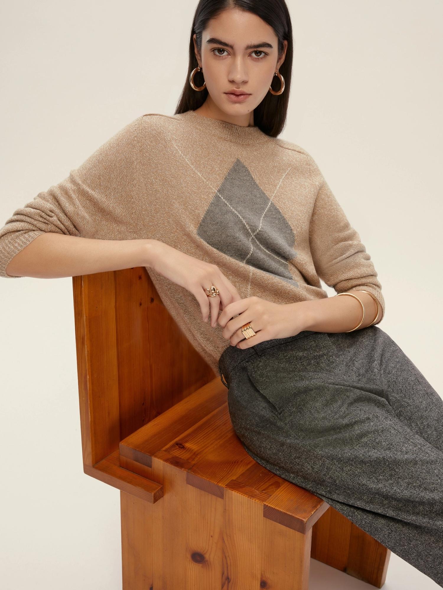 Emme Marella Maglia boxy con filo di lurex Novella Donna Cammello - Santangelo