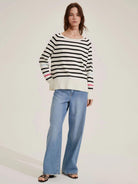 Emme Marella Maglia Donna Este Bianco Burro Righe Blu - Santangelo