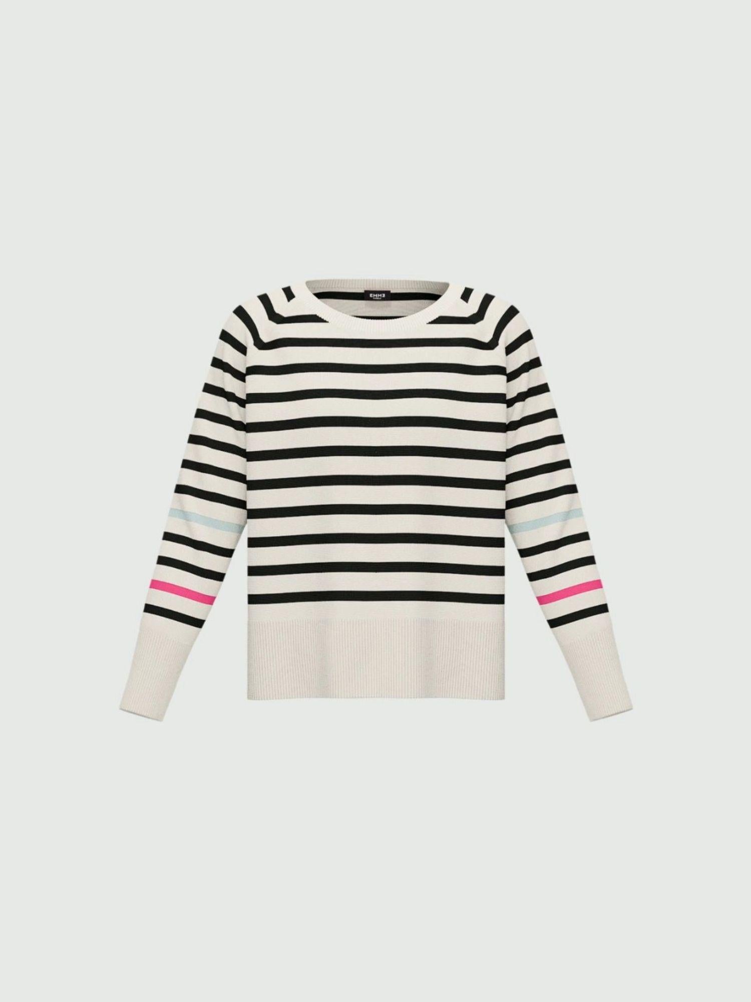 Emme Marella Maglia Donna Este Bianco Burro Righe Blu - Santangelo