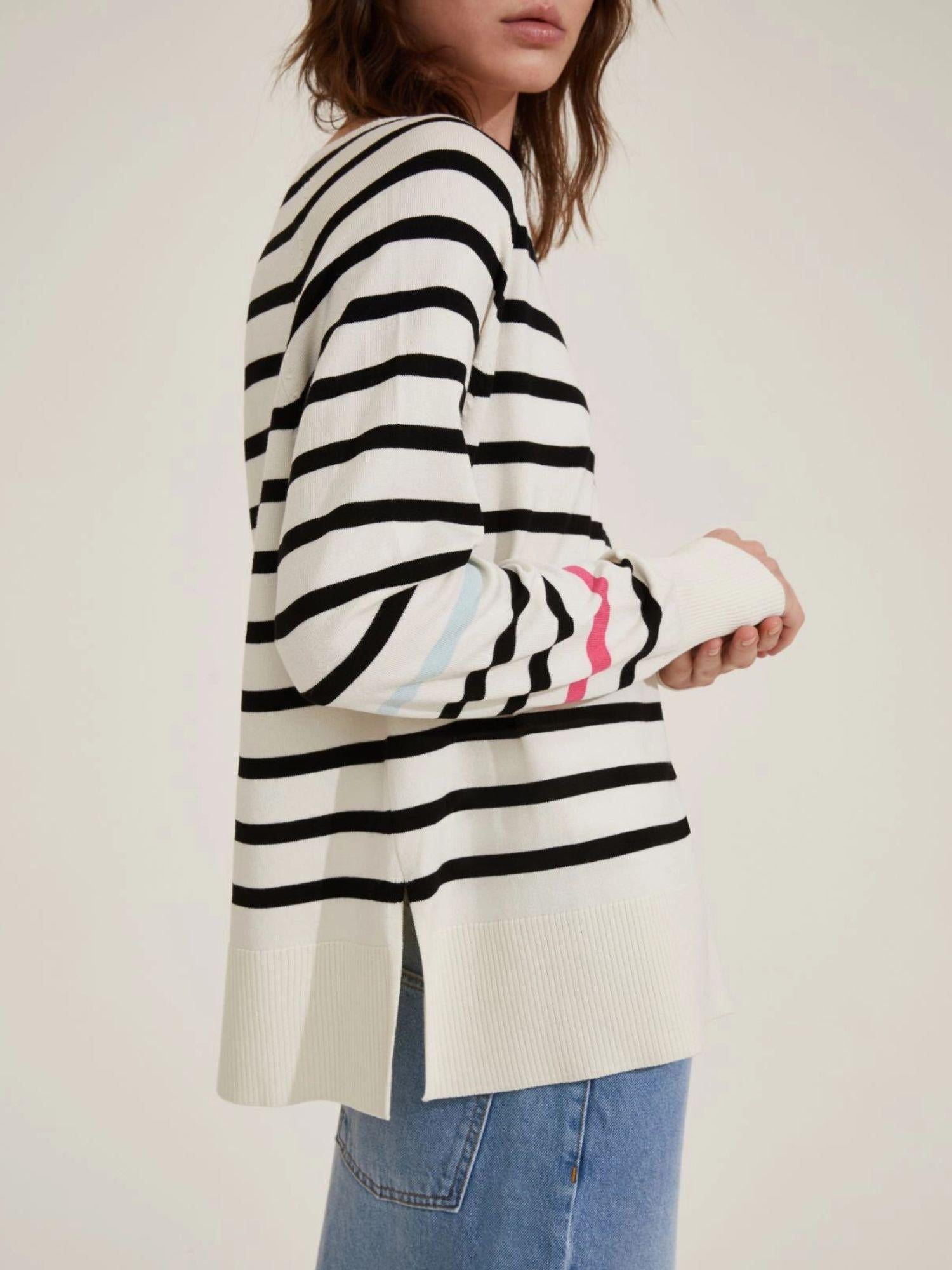 Emme Marella Maglia Donna Este Bianco Burro Righe Blu - Santangelo