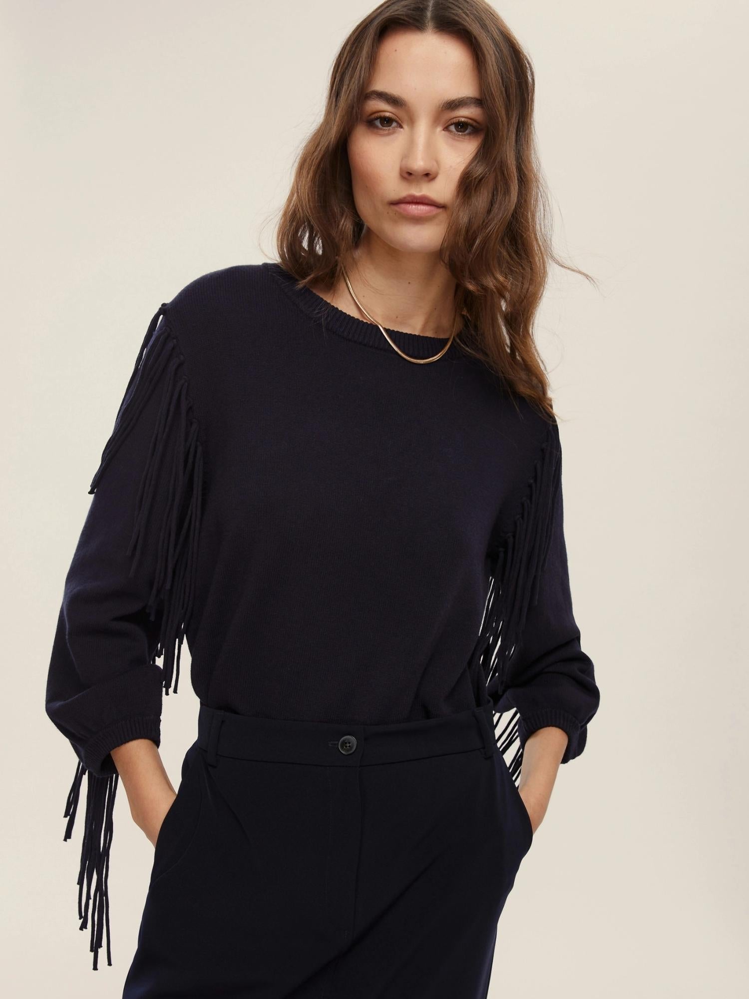 EMME MARELLA Emme Marella Maglia over con frange Falco Donna Blu Maglia