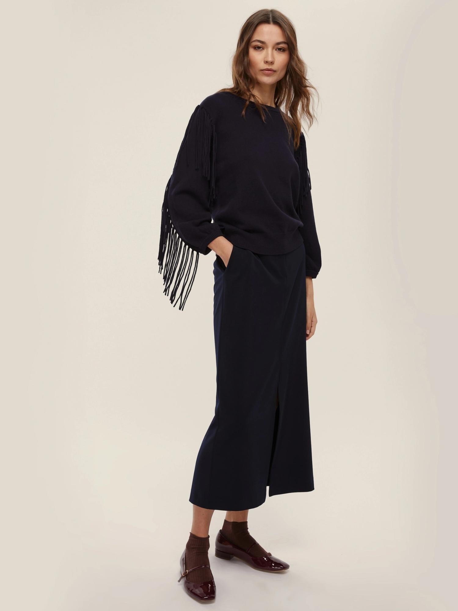 EMME MARELLA Emme Marella Maglia over con frange Falco Donna Blu Maglia