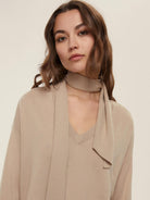 Emme Marella Maglia over con sciarpa Eroico Donna Beige - Santangelo