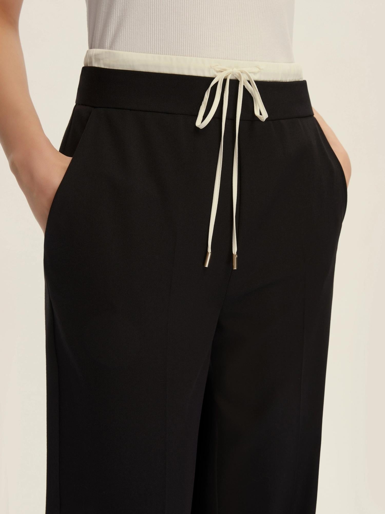 Emme Marella Pantalone con doppia cintura Firenze Donna Nero - Santangelo