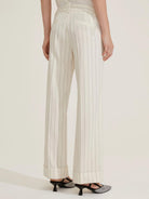 Emme Marella Pantalone con risvolto Agra2 Donna Bianco lana - Santangelo