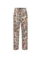 Emme Marella Pantalone Donna Musa Bianco Stampa Verde Floreale - Santangelo