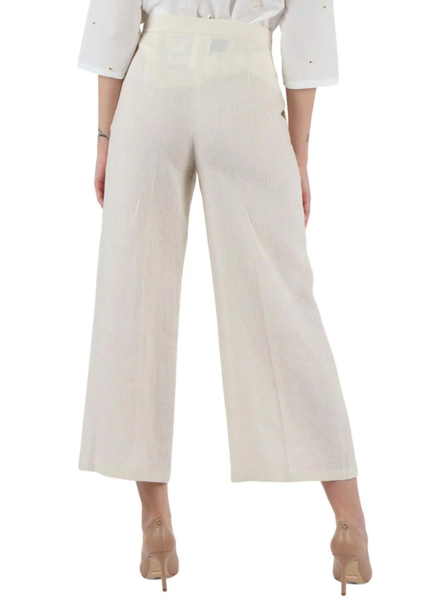 Emme Marella Pantalone Donna Silvana Bianco Burro - Santangelo