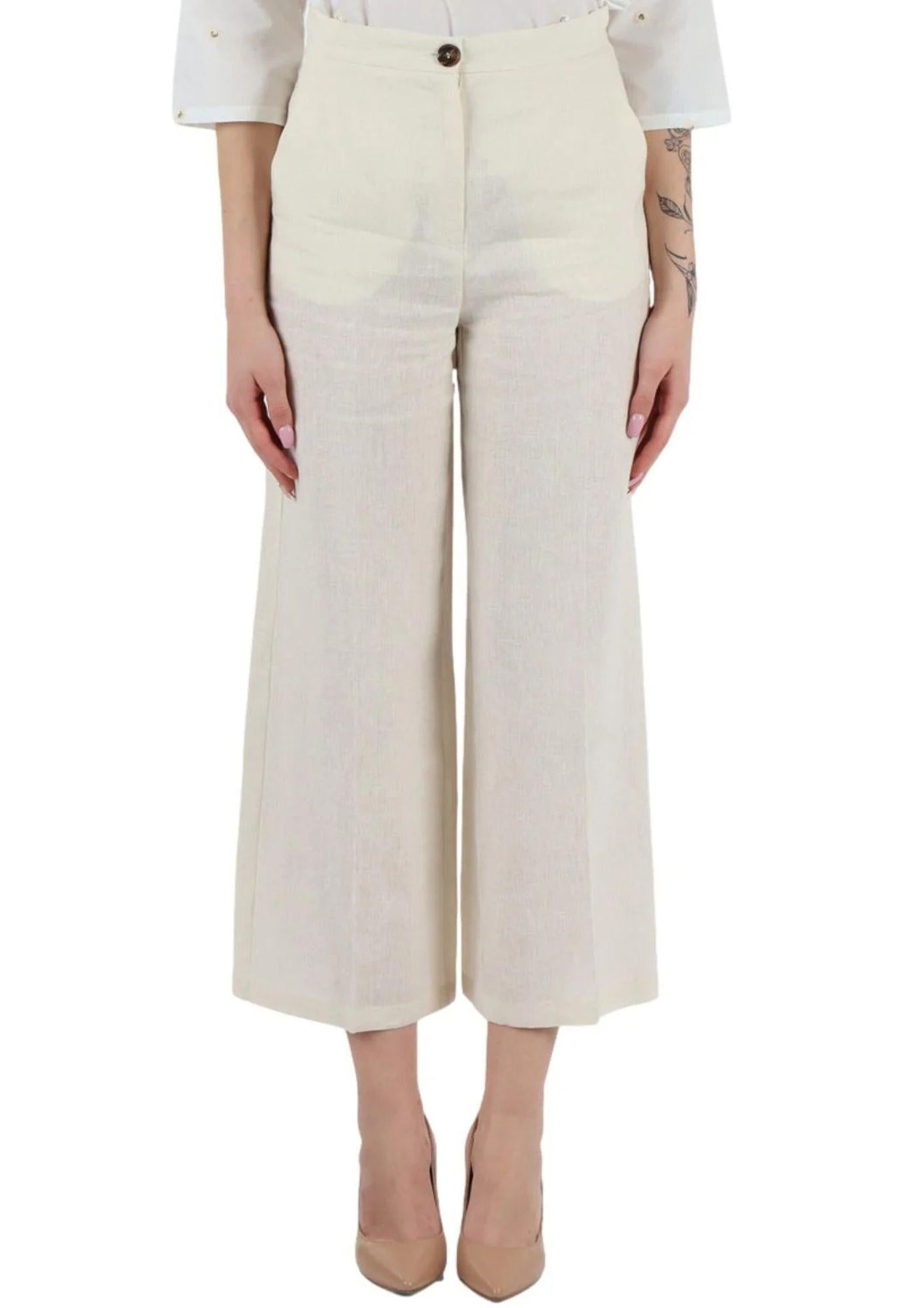 Emme Marella Pantalone Donna Silvana Bianco Burro - Santangelo