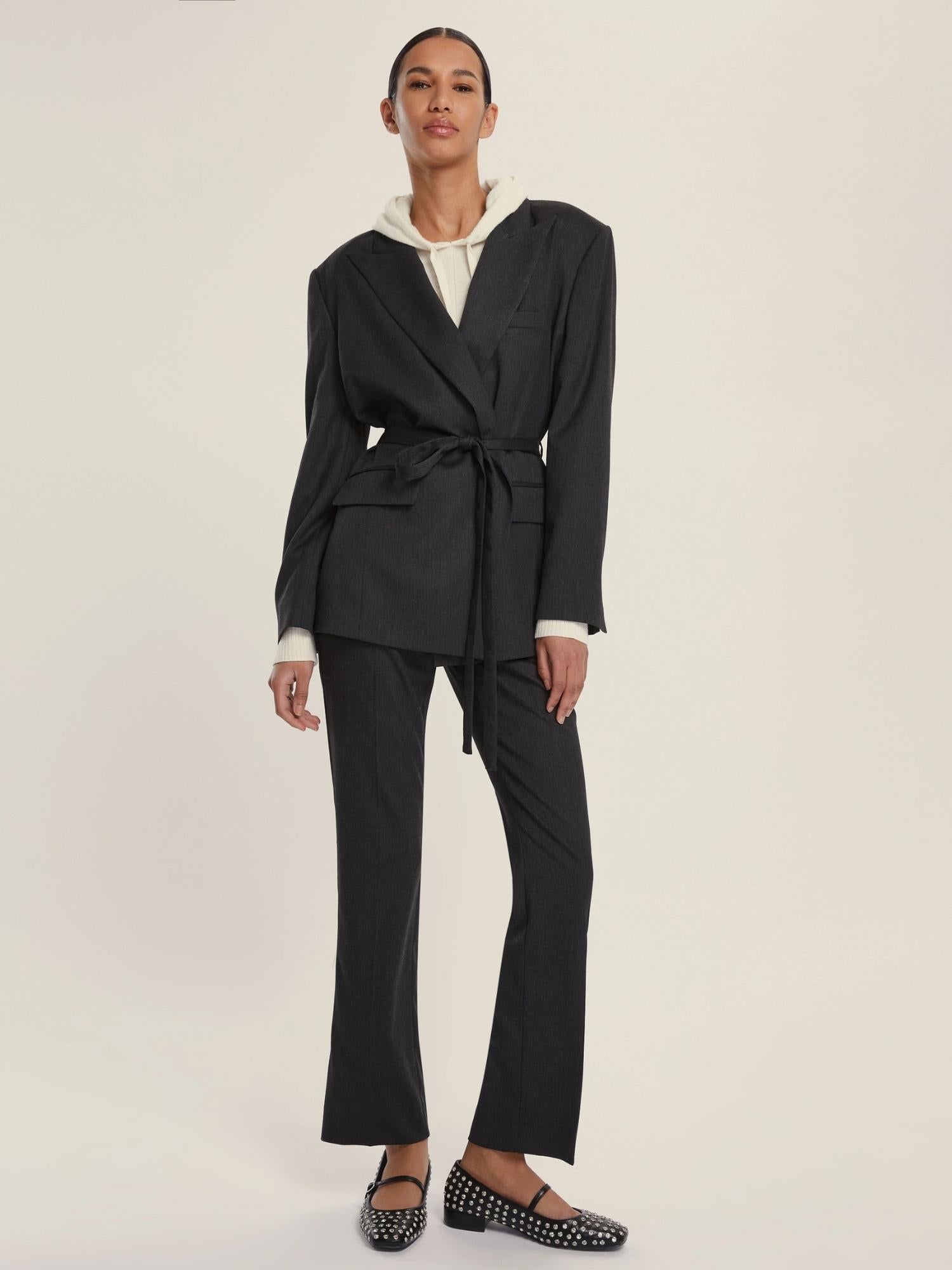 EMME MARELLA Emme Marella Pantalone dritto in flanella Micron Donna Antracite Pantalone