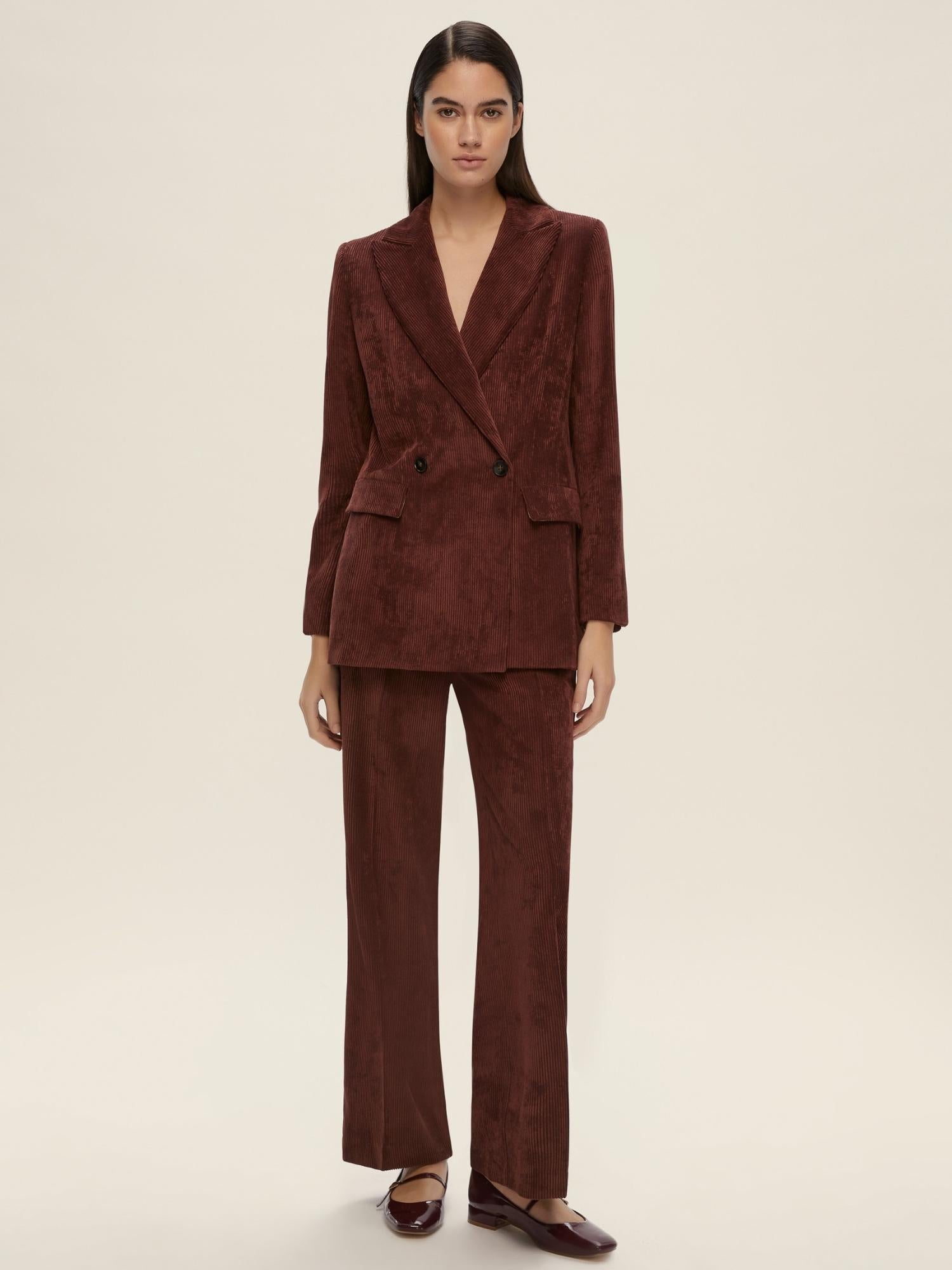 Emme Marella Pantalone dritto in velluto Destino Donna Bordeaux - Santangelo