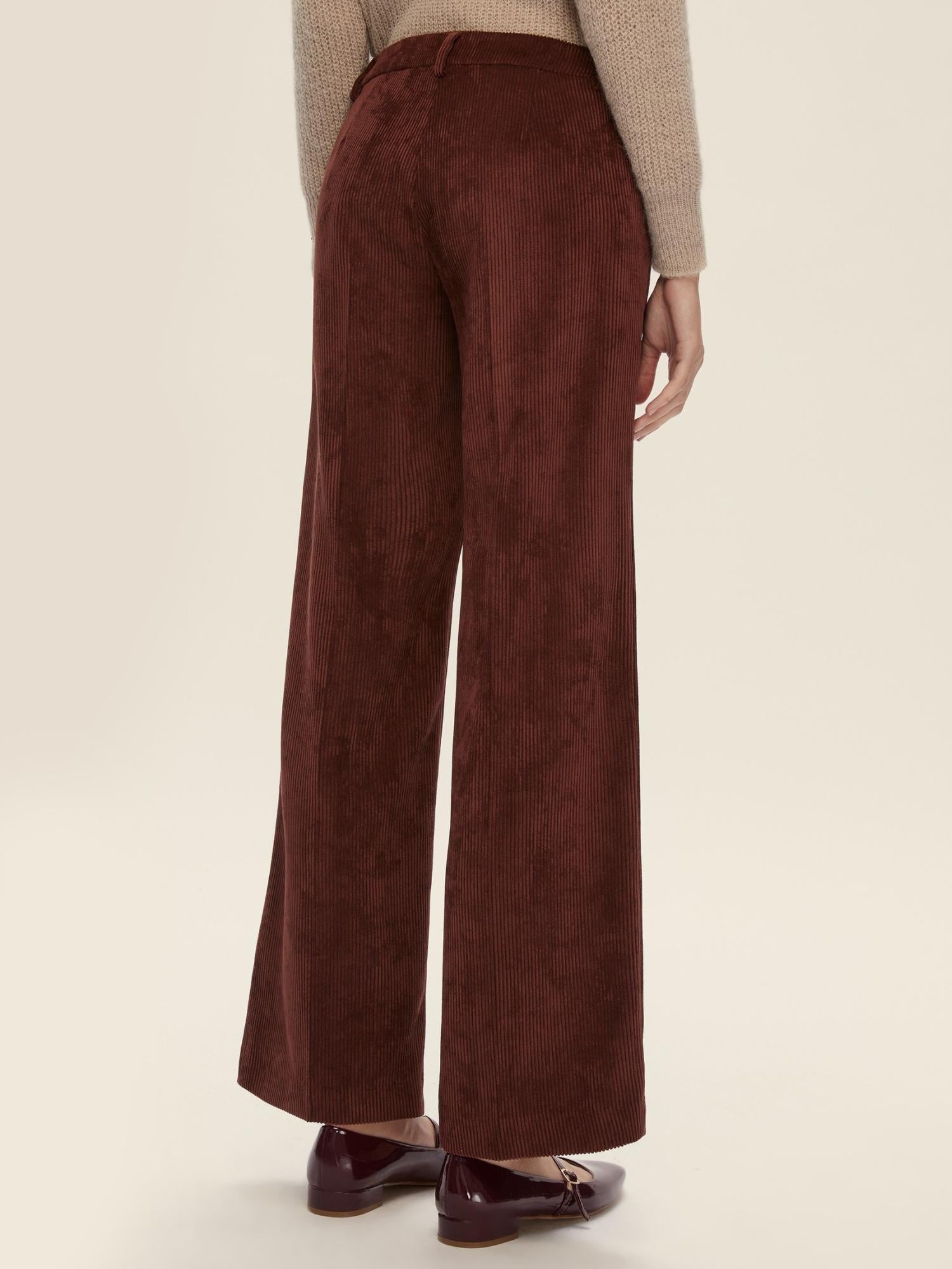 Emme Marella Pantalone dritto in velluto Destino Donna Bordeaux - Santangelo