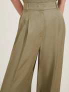 Emme Marella Pantalone in viscosa e lino Pianosa Donna Kaki - Santangelo