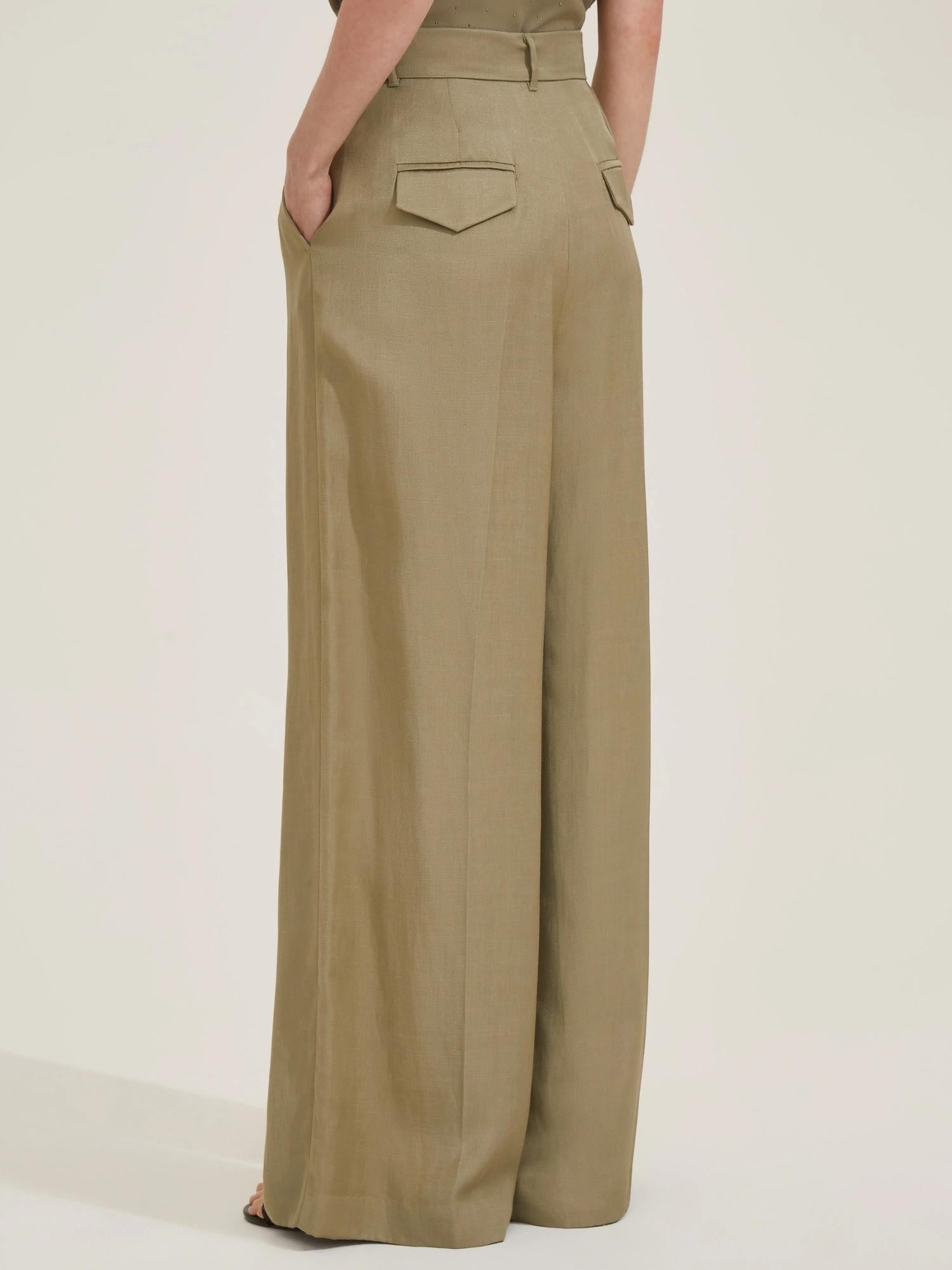 Emme Marella Pantalone in viscosa e lino Pianosa Donna Kaki - Santangelo