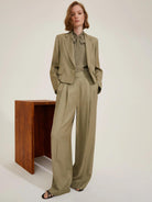 Emme Marella Pantalone in viscosa e lino Pianosa Donna Kaki - Santangelo