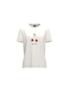 Emme Marella T-Shirt Donna Cappero Bianca Stampa Bisou Bisou - Santangelo