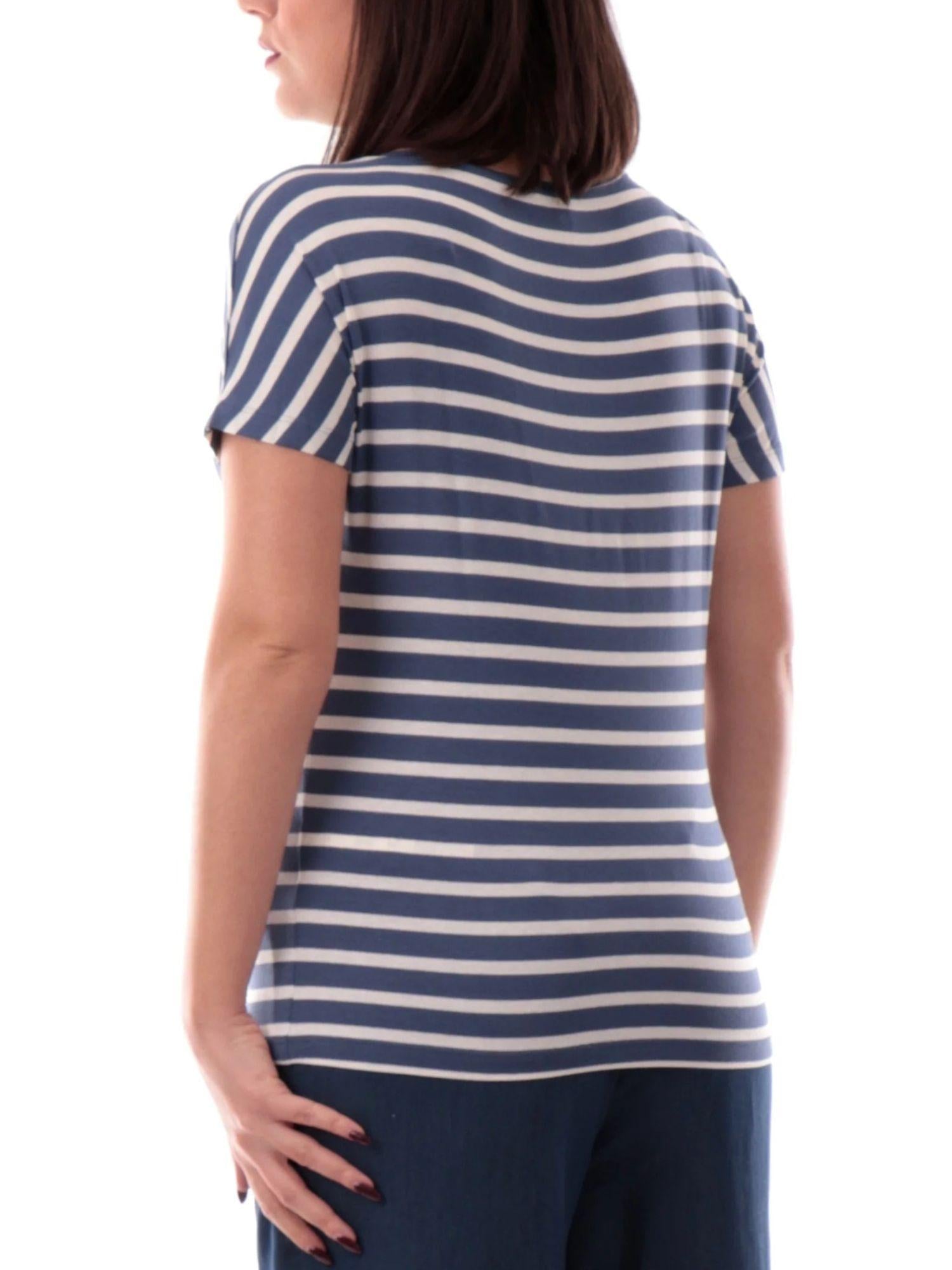 Emme Marella T-Shirt Donna Congo Blu Cobalto a Righe - Santangelo