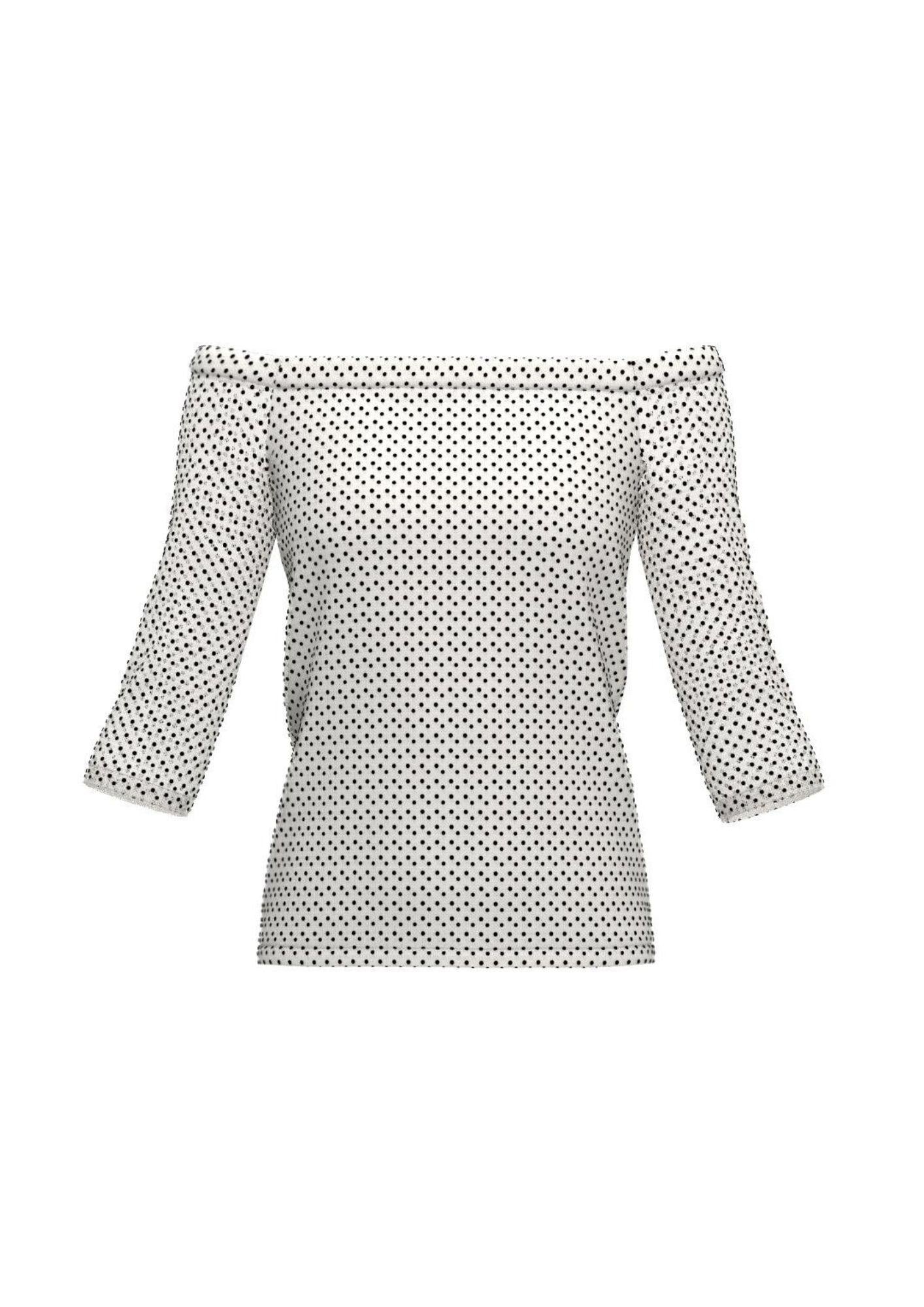 Emme Marella T-Shirt Donna Ginepro Bianca a pois Neri - Santangelo
