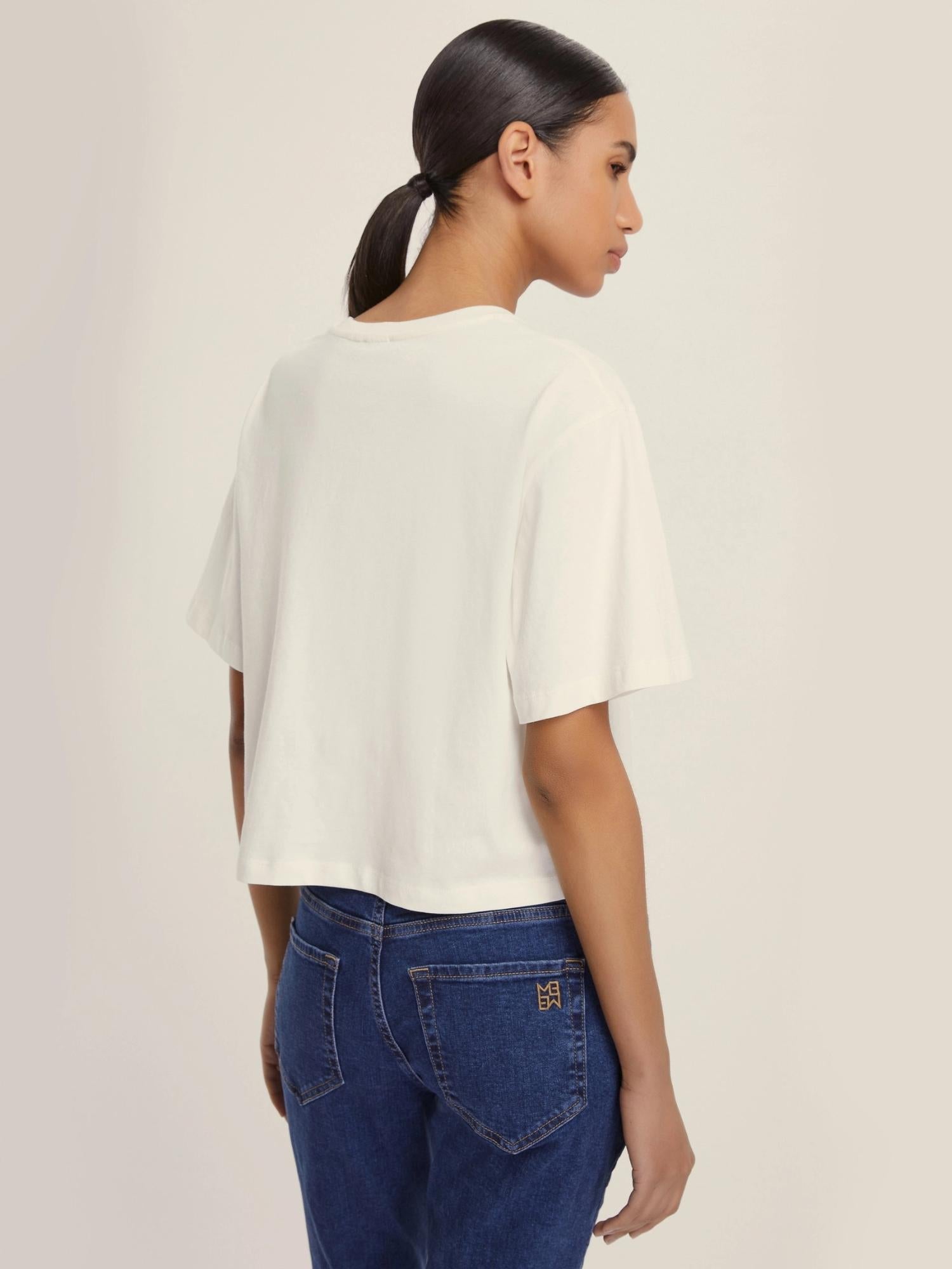 EMME MARELLA Emme Marella T-shirt in jersey con cristalli Micaelabis Donna Panna Argento T-Shirt