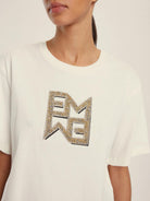 EMME MARELLA Emme Marella T-shirt in jersey con cristalli Micaelabis Donna Panna Oro T-Shirt