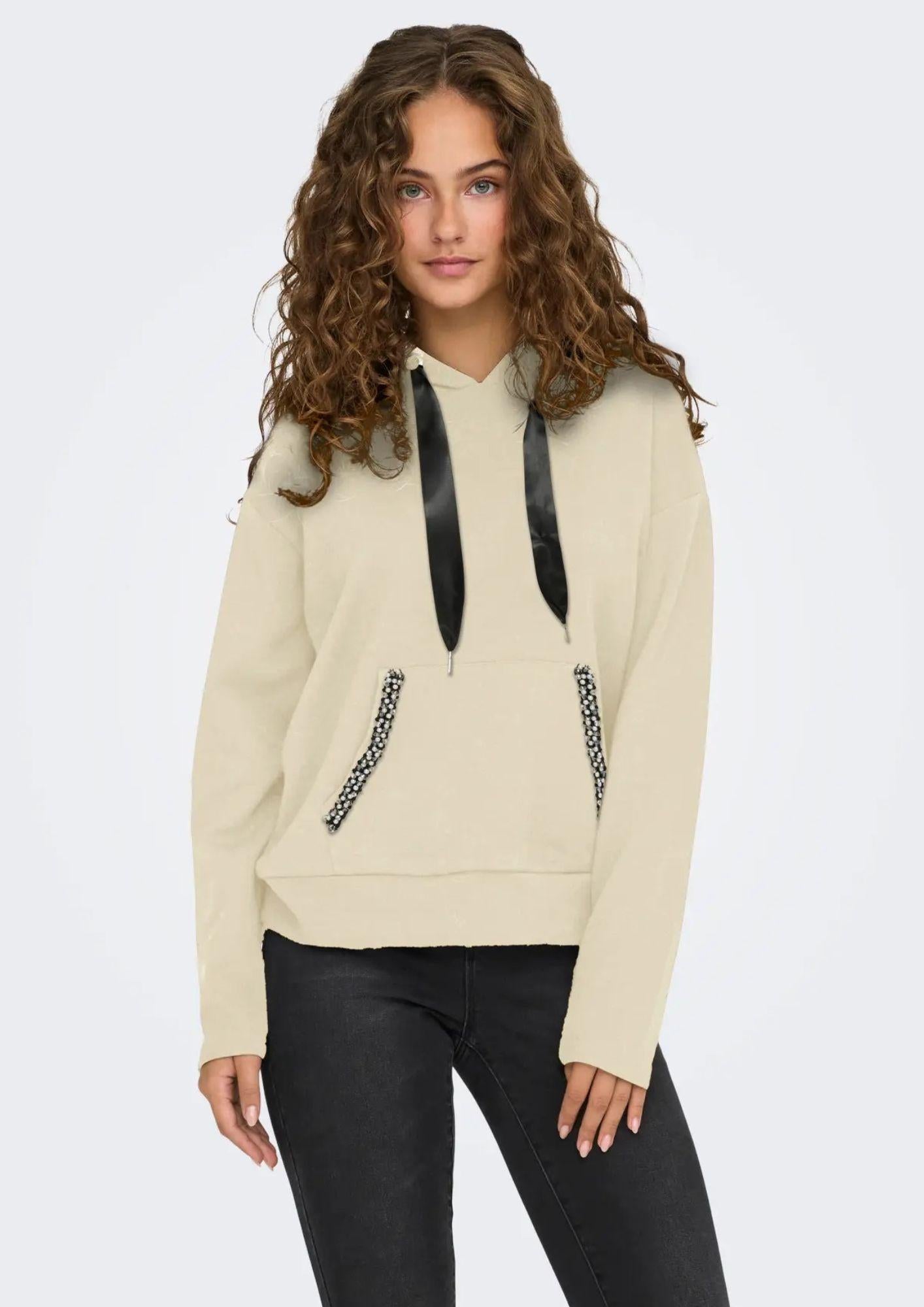 ONLY Felpa Donna Only Onlfancy Beige Felpa