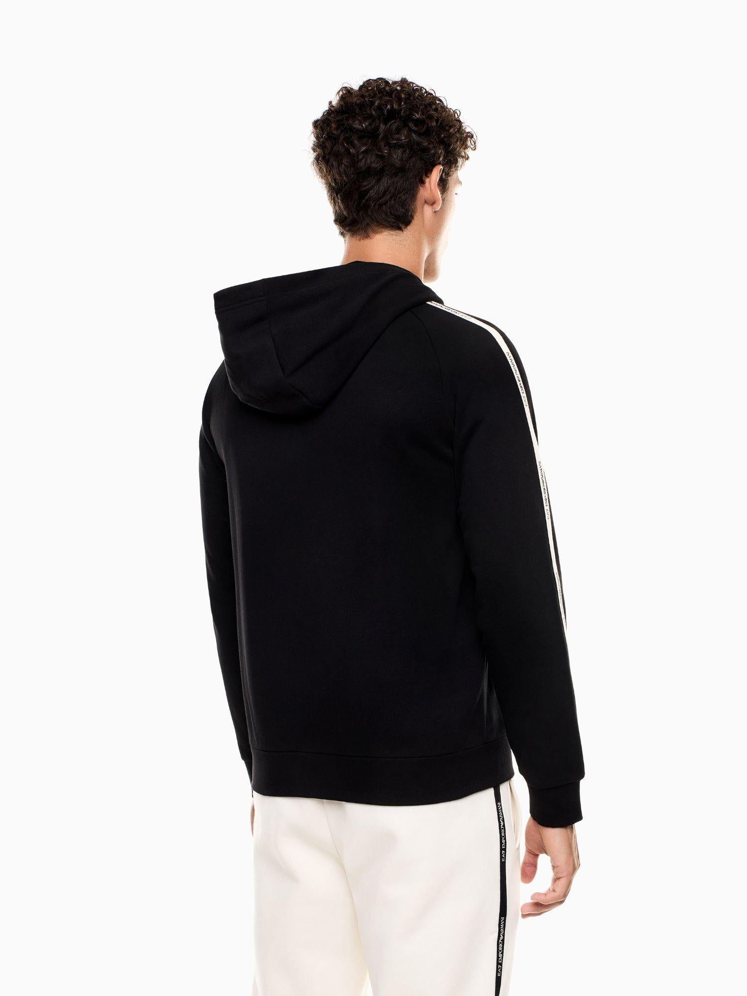 EA7 Emporio Armani Felpa con cappuccio e zip Logo Series in misto cotone Uomo Nero 7M000973 AF10377 UC001 EA7 EMPORIO ARMANI 