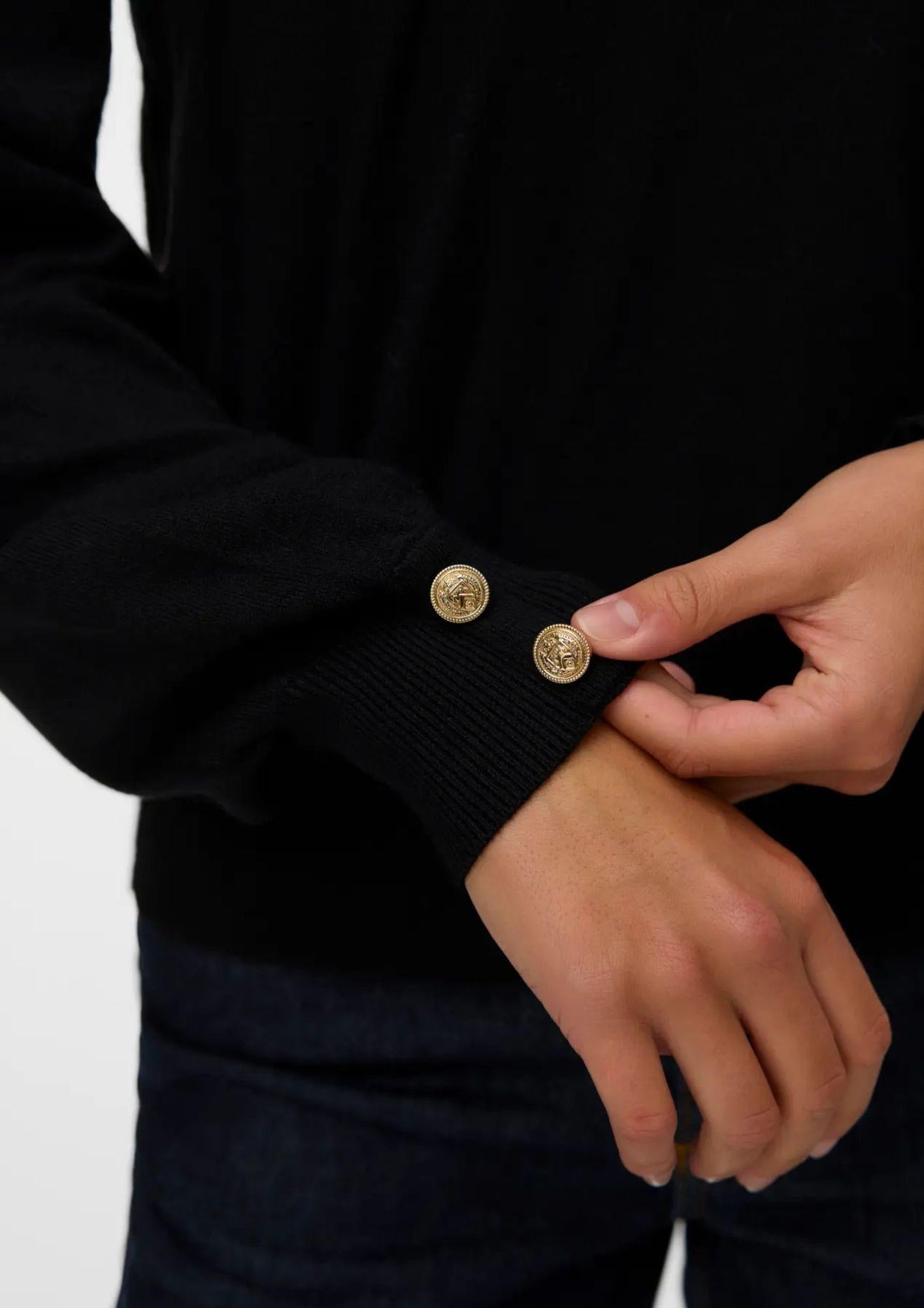 Vero Moda Maglione Donna Hollycaris Nero 10310578 Black W. GOLD BUTTONS VERO MODA 