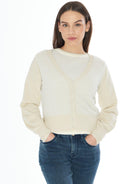Yes Zee Cardigan Corto Donna Avorio M092 IS00 0157 YES ZEE 