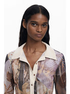 Desigual Maglietta in chiffon con polsini Donna Marrone 25WWTK26 6110 DESIGUAL 