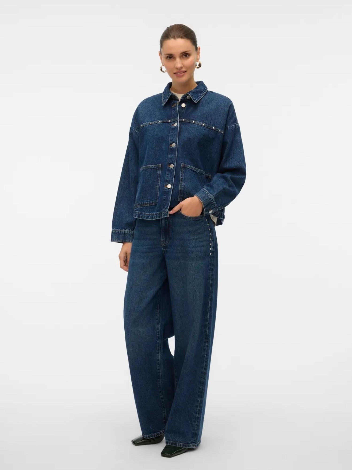 Vero Moda VMRAE Jeans Wide Fit Donna Dark Blue Denim 10336550 Dark Blue Denim VERO MODA 