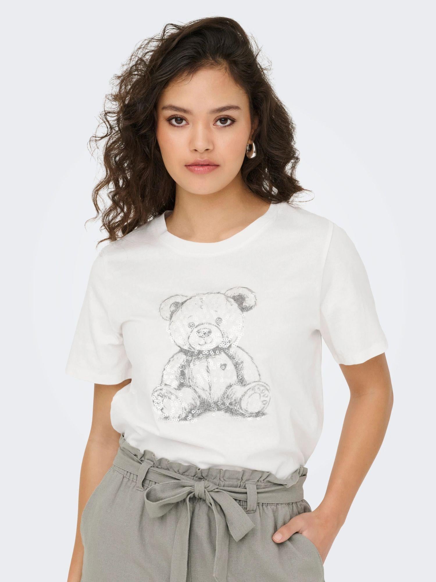 Jacqueline De Yong JDYBIBBI T-shirt Donna Bianco Cloud Dancer 15356686 Cloud Dancer TEDDYBEAR JACQUELINE DE YONG 