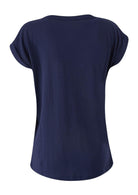 Yes Zee T-Shirt Donna Maniche Pipistrello con Risvolto Blu Navy T215 S100 0710 YES ZEE 