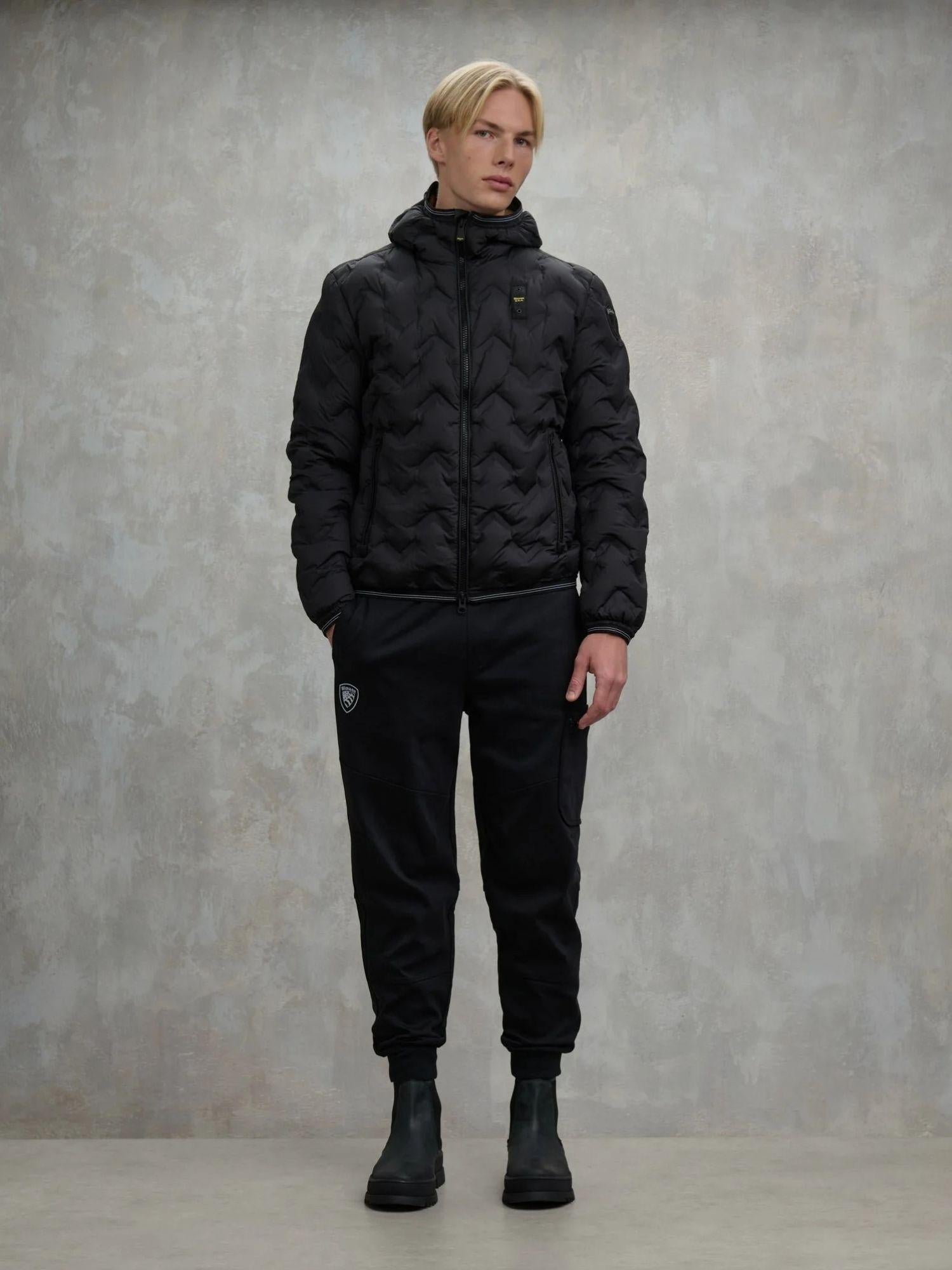Blauer Piumino ad angoli Piery Uomo Nero interno tabacco BLUC03233 7308 999 BLAUER 