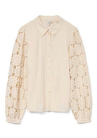 Vero Moda Camicia Donna Fabena Bianco Betulla 10332693 Birch TONE IN TONE LACE VERO MODA 