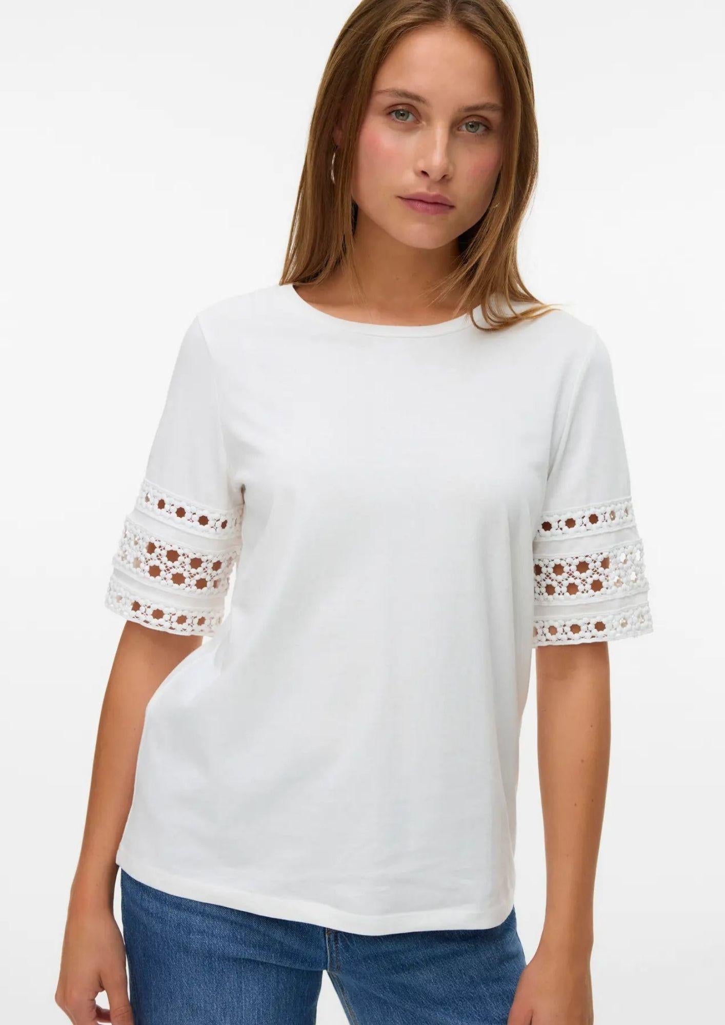 Vero Moda Top Donna Ivacy Bianco 10340787 Snow White SNOW WHITE LACE VERO MODA 