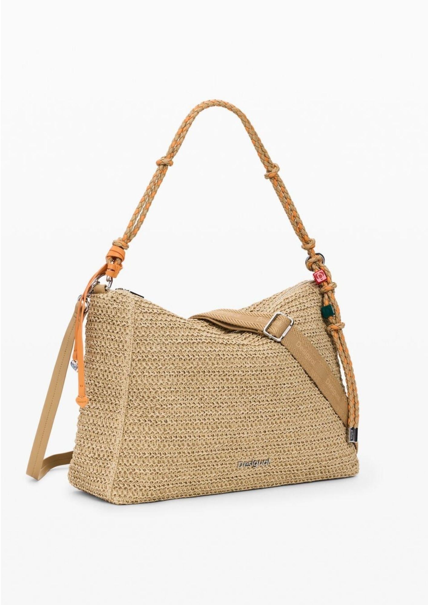 Desigual Borsa Donna Bag Half Logo Raffia Leiria Beige 26SAXO04 1014 DESIGUAL 