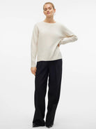 Vero Moda Maglione Donna Doffy Bianco Panna 10201022 Birch MELANGE VERO MODA 