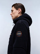 Napapijri Felpa in Pile con Cappuccio e Zip Yupik Uomo Nero NP0A4GNS 041 NAPAPIJRI 